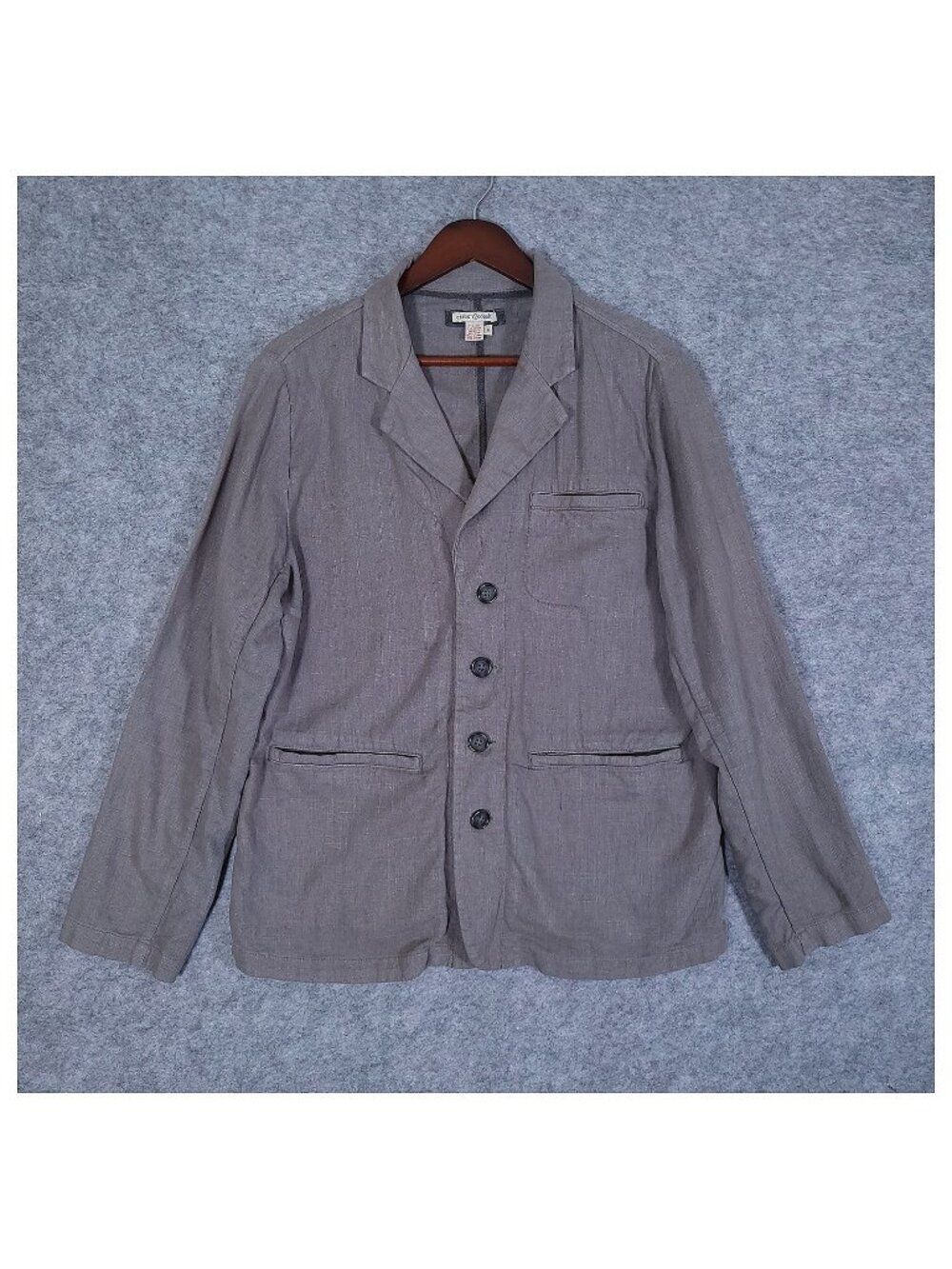 Carbon 2 Cobalt Enigma Blazer Medium Ash Gray Linen Cotton Unstructured 4-Button